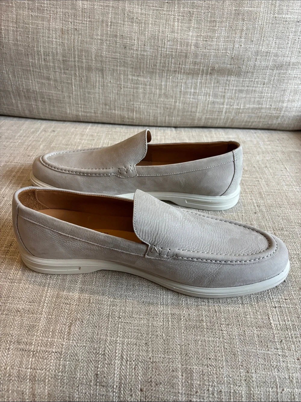 Peter Millar Light Taupe Suede Slip-On Loafers